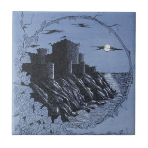 Medieval kasteel in blauw tegeltje