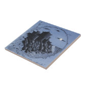 Medieval kasteel in blauw tegeltje (Zijkant)