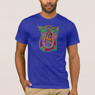 Medieval Keltisch Monogram "U", Kunstknots design T-shirt