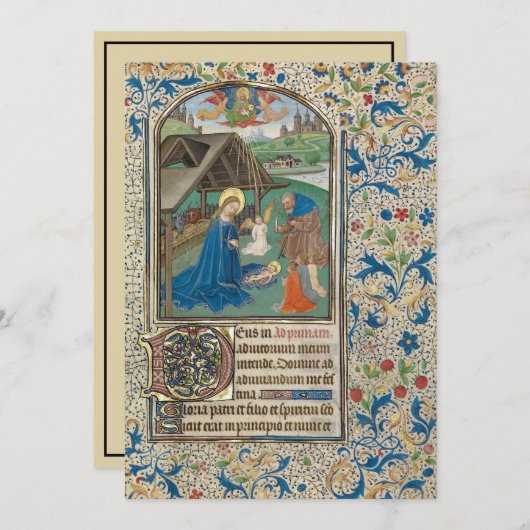 Medieval kerstfeest Nativiteit door Willem Vrelant Feestdagenkaart (Voorkant / Achterkant)