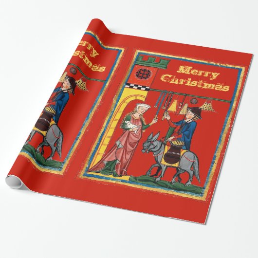 Medieval Kerstmis Cadeaupapier (Uitgerold)