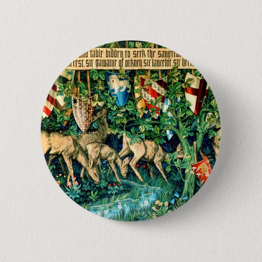 Medieval King Arthur William Morris Ronde Button 5,7 Cm (Voorkant)