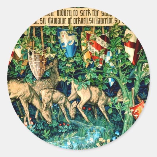 Medieval King Arthur William Morris Ronde Sticker (Voorkant)
