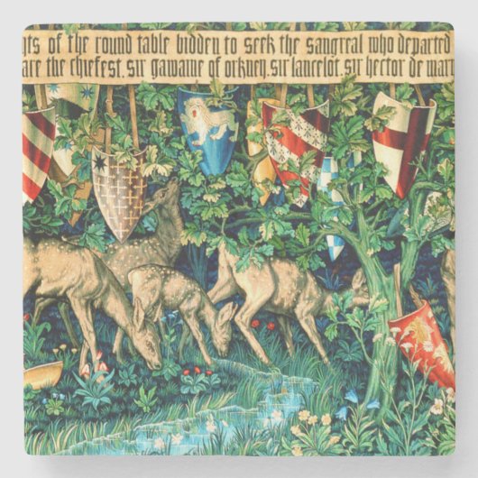 Medieval King Arthur William Morris Stenen Onderzetter (Voorkant)