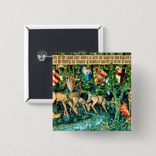 Medieval King Arthur William Morris Vierkante Button 5,1 Cm (Voorkant /achterkant)