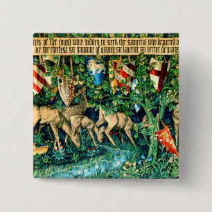 Medieval King Arthur William Morris Vierkante Button 5,1 Cm