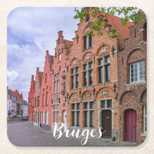 Medieval kleurrijke bakstenen in Brugge, België Kartonnen Onderzetters