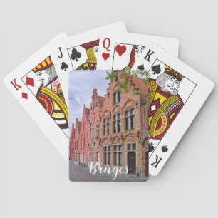 Medieval kleurrijke bakstenen in Brugge, België Pokerkaarten