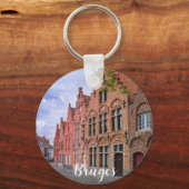 Medieval kleurrijke bakstenen in Brugge, België Sleutelhanger (Voorkant)