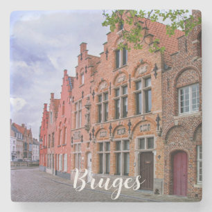 Medieval kleurrijke bakstenen in Brugge, België Stenen Onderzetter