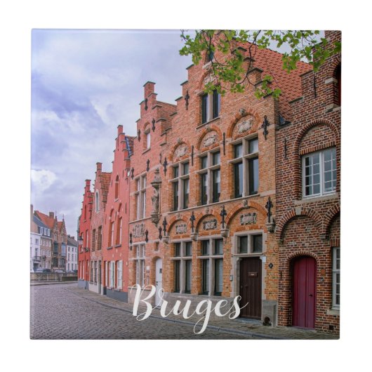 Medieval kleurrijke bakstenen in Brugge, België Tegeltje (Voorkant)
