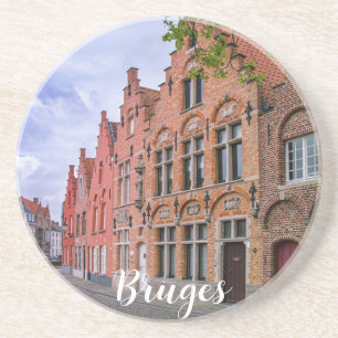 Medieval kleurrijke bakstenen in Brugge, België Zandsteen Onderzetter