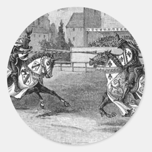 Medieval Knachten Jousting Ronde Sticker (Voorkant)