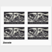 Medieval Knight and Dragon Black and White Rechthoekige Sticker (Vel)