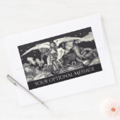 Medieval Knight and Dragon Black and White Rechthoekige Sticker (Envelop)