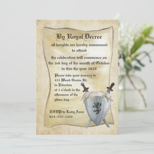 Medieval Knight Birthday Uitnodiging (Staand voorkant)