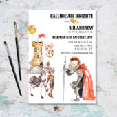 Medieval Knight Dragon Castle Waterverf Birthday Kaart