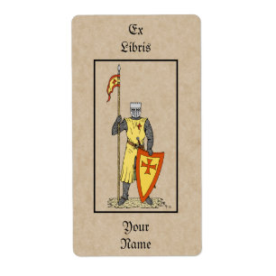 Medieval Knight Early 13th Century Bookplate Etiket
