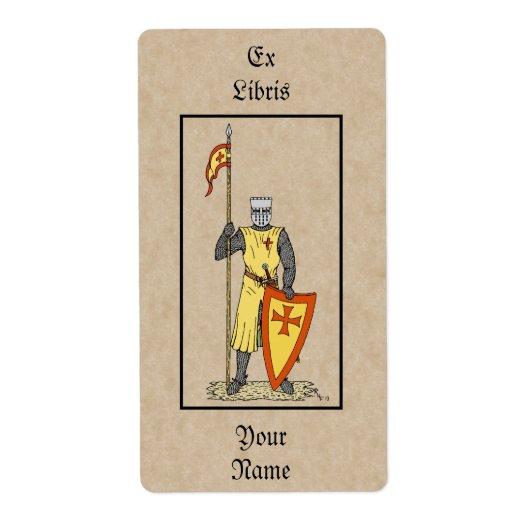 Medieval Knight Early 13th Century Bookplate Etiket (Voorkant)