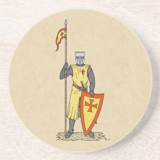 Medieval Knight Early 13th Century Zandsteen Onderzetter (Voorkant)