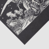 Medieval Knight en Dragon B W Tissue Paper Tissuepapier (Detail)