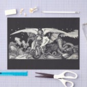 Medieval Knight en Dragon B W Tissue Paper Tissuepapier (Craft)