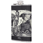 Medieval Knight en Dragon Black en White Heupfles (Links)