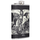 Medieval Knight en Dragon Black en White Heupfles (Rechts)