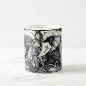 Medieval Knight en Dragon Black en White Koffiemok (Center)