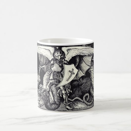 Medieval Knight en Dragon Black en White Koffiemok (Center)