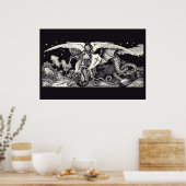 Medieval Knight en Dragon Poster (Keuken)