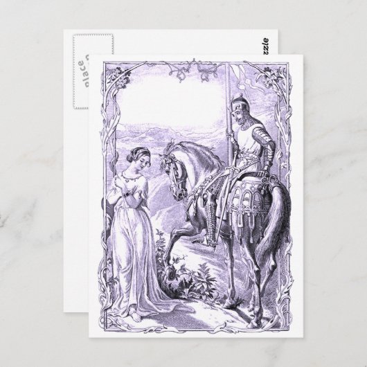 Medieval Knight en Lady Briefkaart (Voorkant / Achterkant)