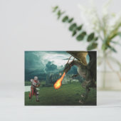 Medieval Knight Fire Breathing Dragon Battle Briefkaart (Staand voorkant)