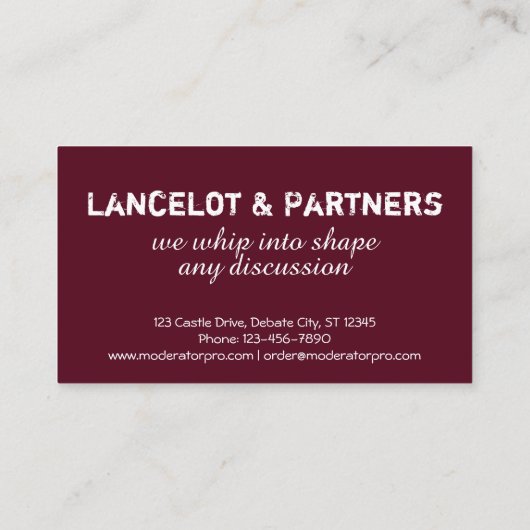 Medieval Knight Funny Visitekaartje (Achterkant)