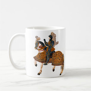 Medieval Knight in Armor op paard achterin Koffiemok