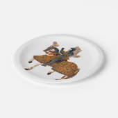 Medieval Knight in Armor op paard achterin Papieren Bordje (Gekanteld)