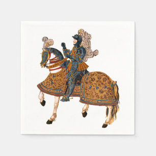 Medieval Knight in Armor op paard achterin Servet