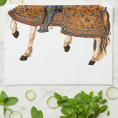 Medieval Knight in Armor op paard achterin Theedoek (Gevouwen)