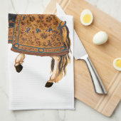 Medieval Knight in Armor op paard achterin Theedoek (Quarter Fold)