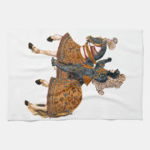 Medieval Knight in Armor op paard achterin Theedoek (Horizontaal)