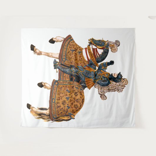 Medieval Knight in Armor op paard achterin Wandkleed (Voorkant (horizontaal))