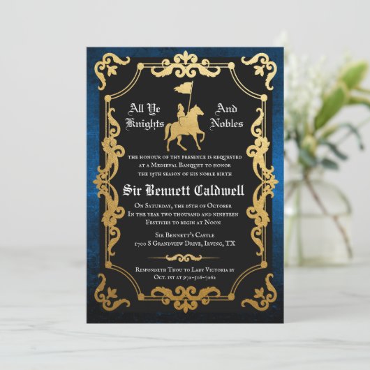 Medieval Knight Jousting Birthday Kaart (Staand voorkant)