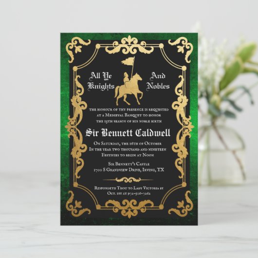 Medieval Knight Jousting Birthday Kaart (Staand voorkant)