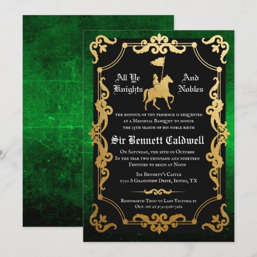 Medieval Knight Jousting Birthday Kaart (Voorkant / Achterkant)