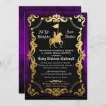 Medieval Knight Jousting Bridal Shower Kaart<br><div class="desc">Medieval Knight Jousting Bridal Shower Invitation Gold Foil Glitter Black en Paarse Gothic</div>