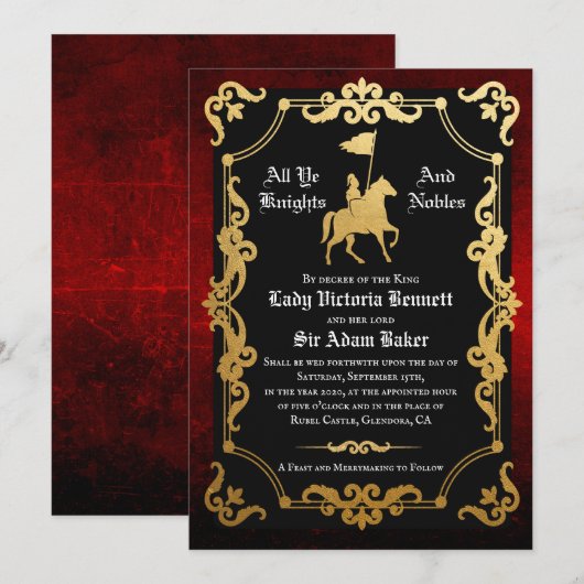 Medieval Knight Jousting Weddenschap Kaart (Voorkant / Achterkant)