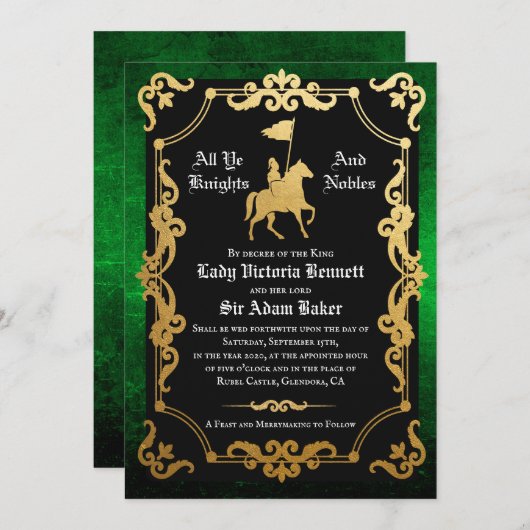 Medieval Knight Jousting Weddenschap Kaart (Voorkant / Achterkant)