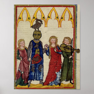 Medieval Knight met gans op zijn hoofd Poster