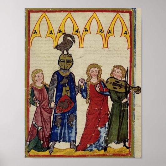 Medieval Knight met gans op zijn hoofd Poster (Voorkant)