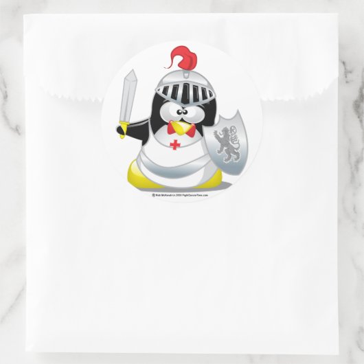 Medieval Knight Penguin Ronde Sticker (Tas)